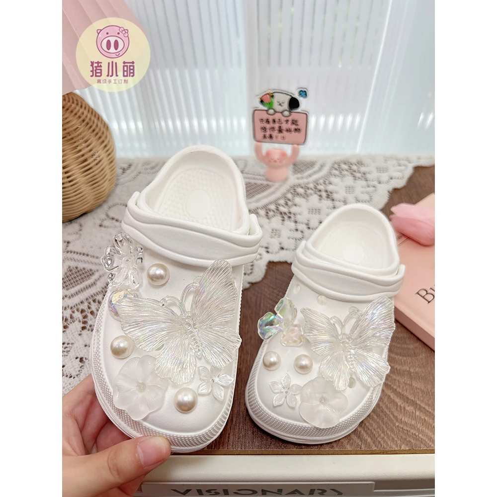 白色女童洞洞鞋2025新款夏季爆款网红高级时尚室内外防滑儿童拖鞋