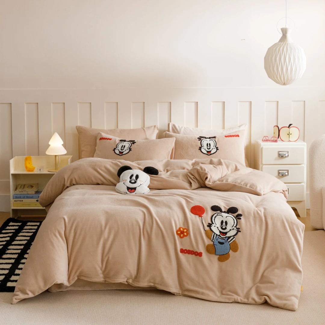 Bobdog/巴布豆小天才-奶咖牛奶绒 加绒加厚保暖床上用品四件套