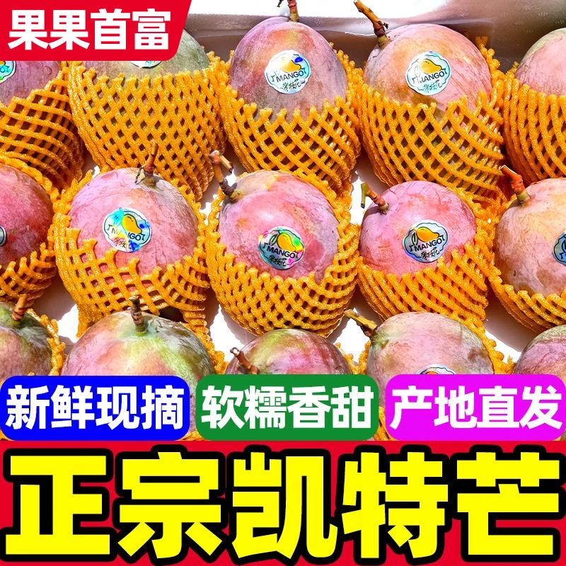 【天地盖礼盒】正宗攀枝花凯特芒果青皮芒薄皮应当季新鲜水果孕妇