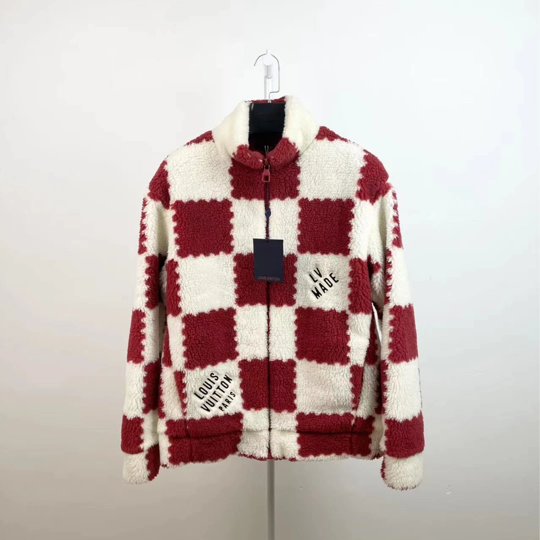 LouisVuitton/路易威登/全新/红白棋盘格泰迪羊羔毛外套夹克/M码