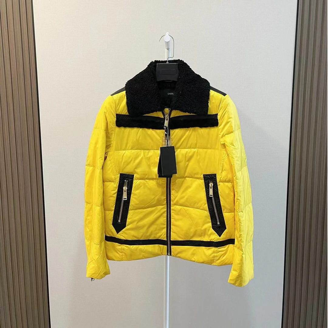 全新未使用  /Dsquared/白鸭绒绵羊皮毛领羽绒服/尺码46,48,50,52