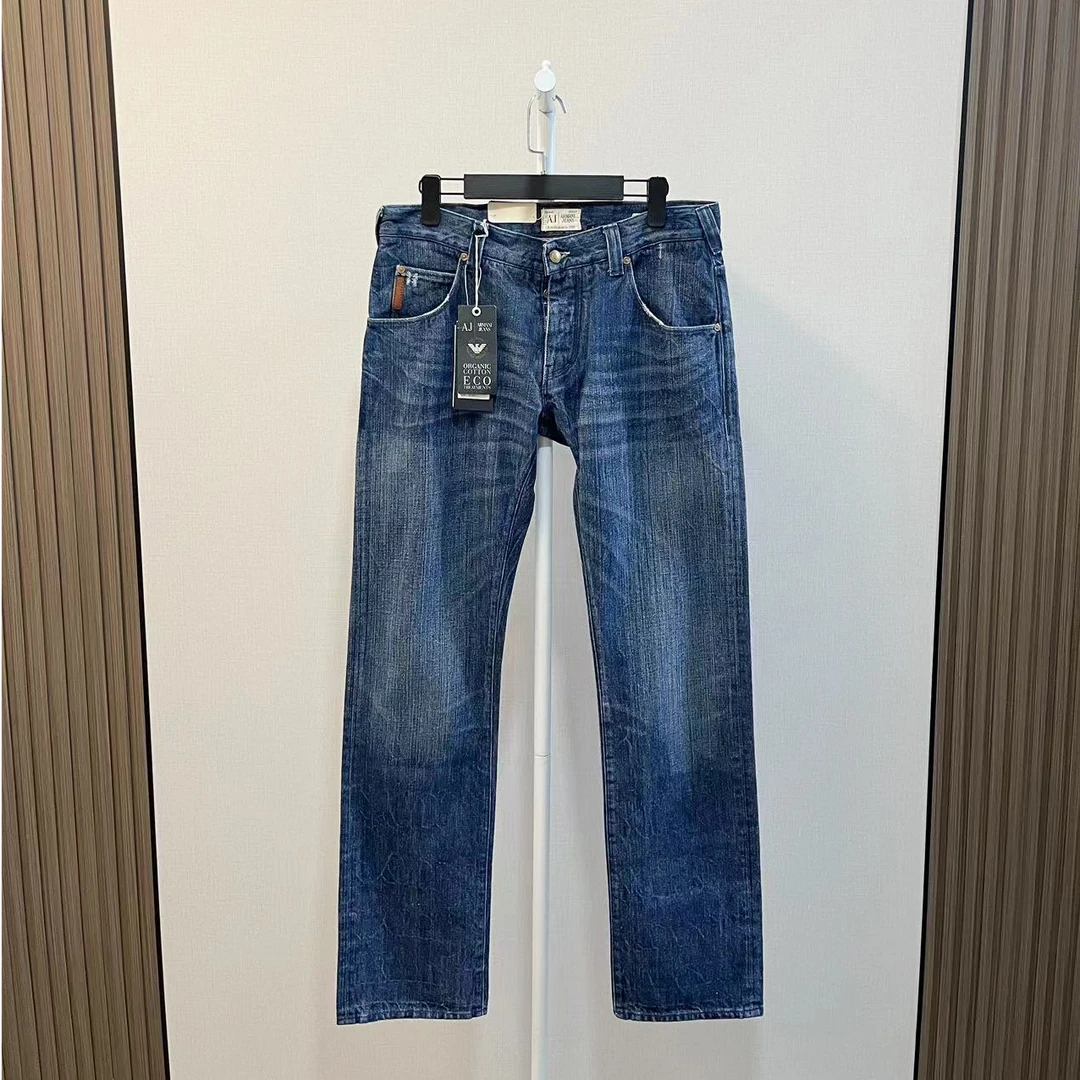 GIORGIO ARMANI/阿玛尼/全新/口袋金属logo蓝色牛仔裤长裤/尺码31