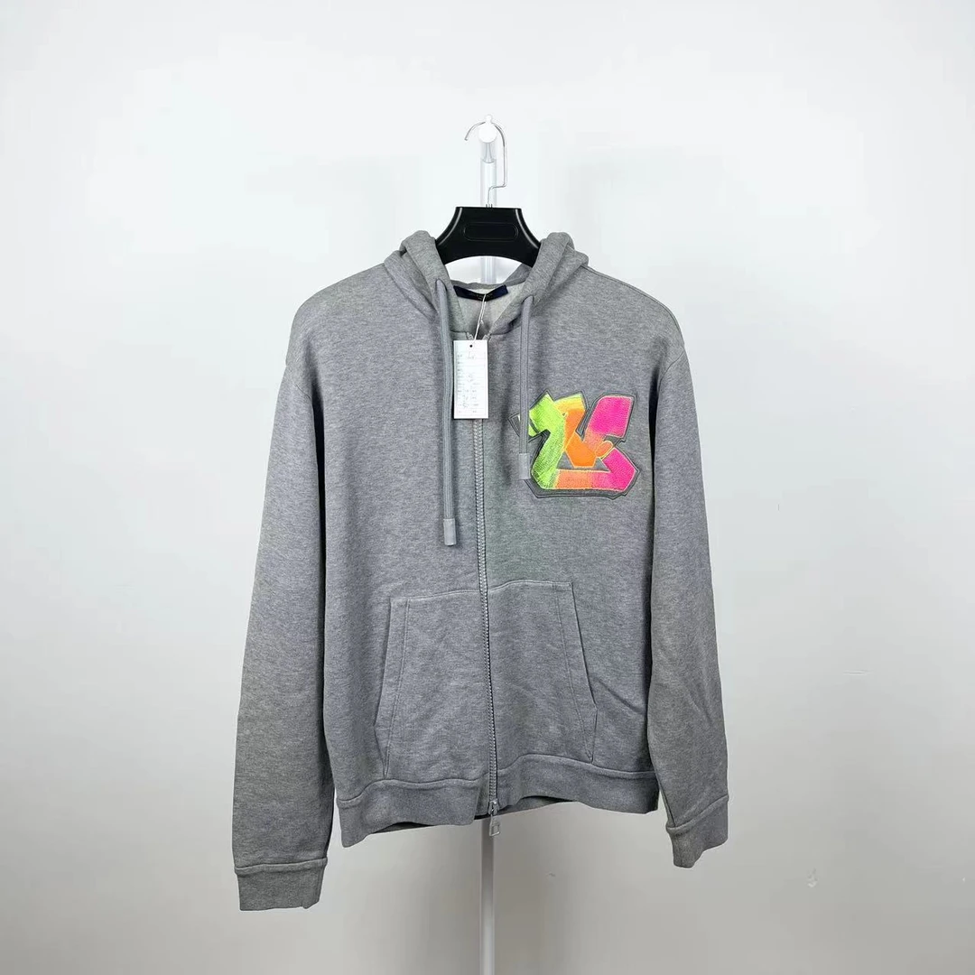 LouisVuitton/路易威登/准新/灰色 刺绣涂鸦 拉链外套/尺码S