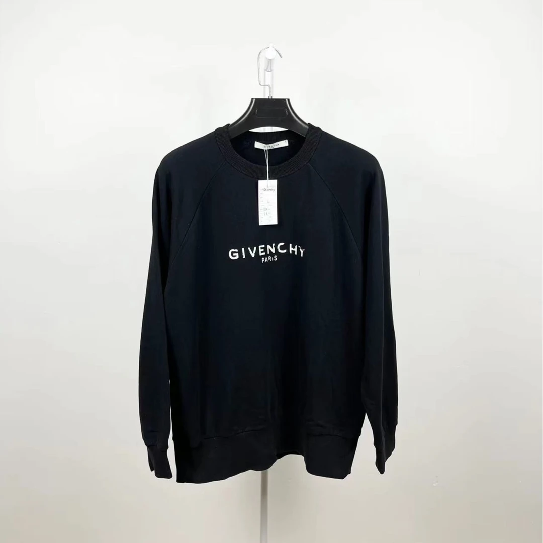 Givenchy/纪梵希/98新/破坏logo印花 黑色卫衣/尺码L