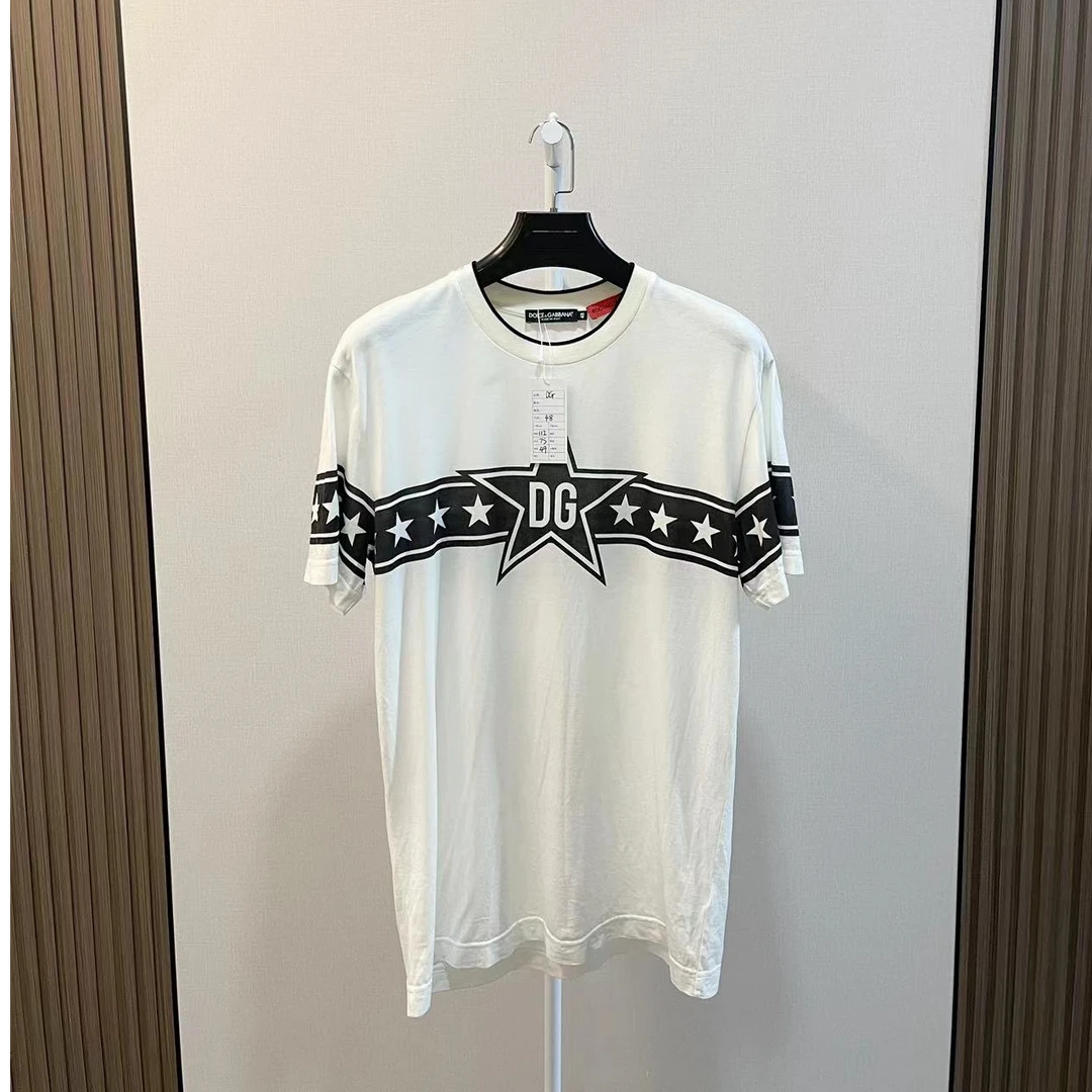99新  /DG/白黑星星大logo休闲男士短袖T恤/尺码48