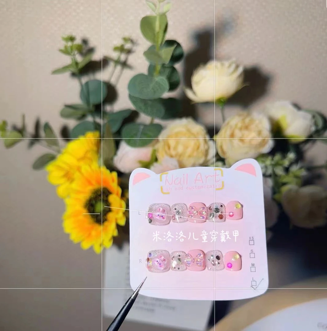 【浪漫花海】高颜值纯手工可爱美甲穿戴甲片美甲饰品美甲片粉色