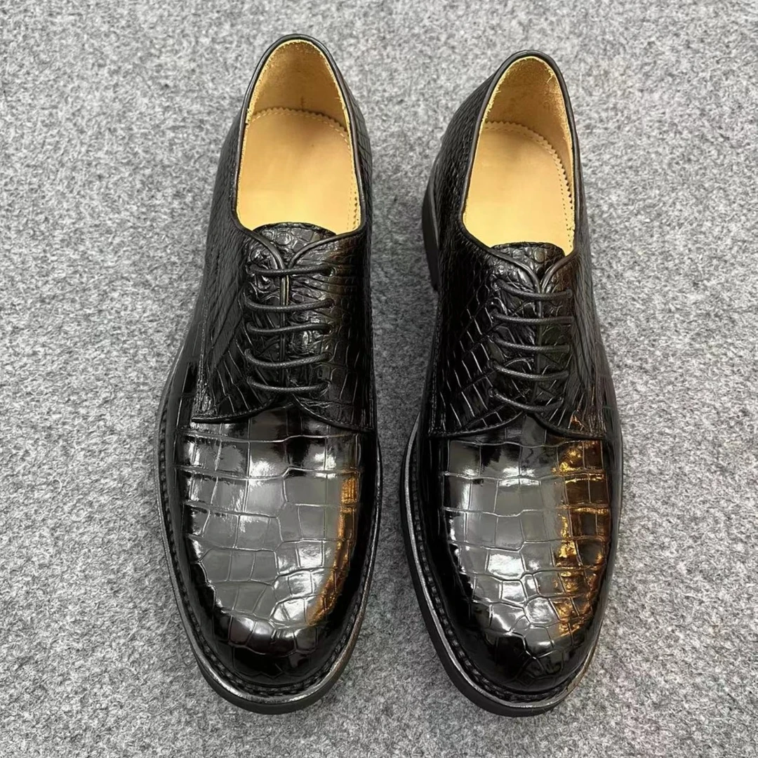 西服鳄新款男士固特异手工大头皮鞋休闲商务西服正装潮流欧版系带