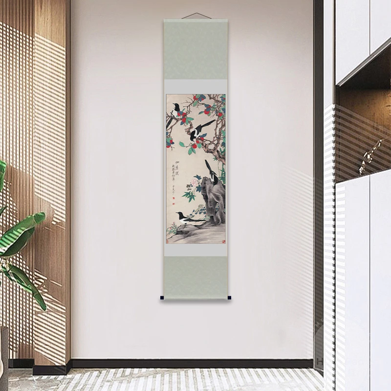 于非闇《四喜图》版画复刻 纯手工装裱 特制宣纸画芯