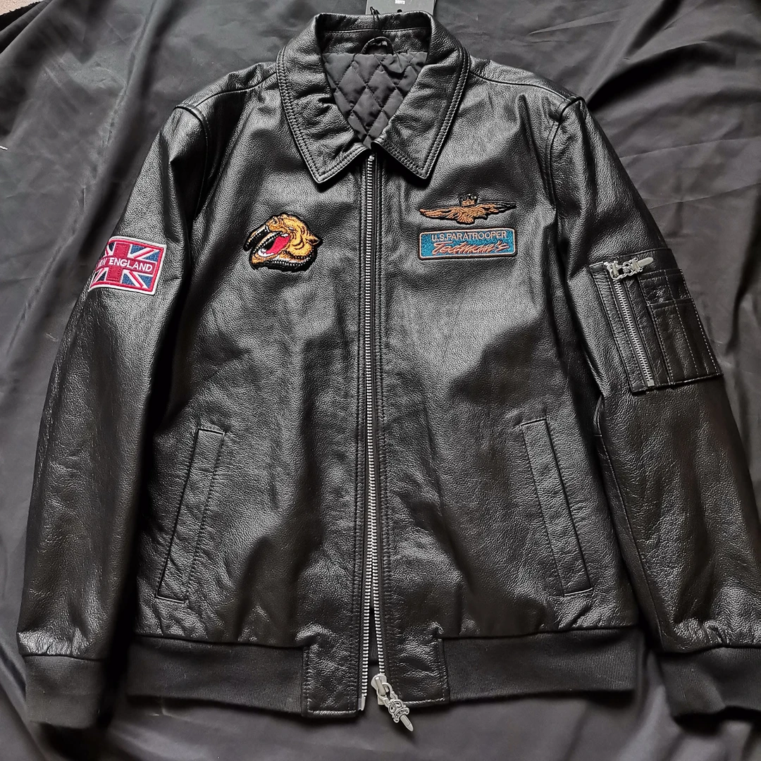 头层牛皮空飞加厚夹克