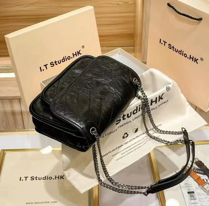 [A069]新款时尚百搭手提单肩斜跨黑色女包