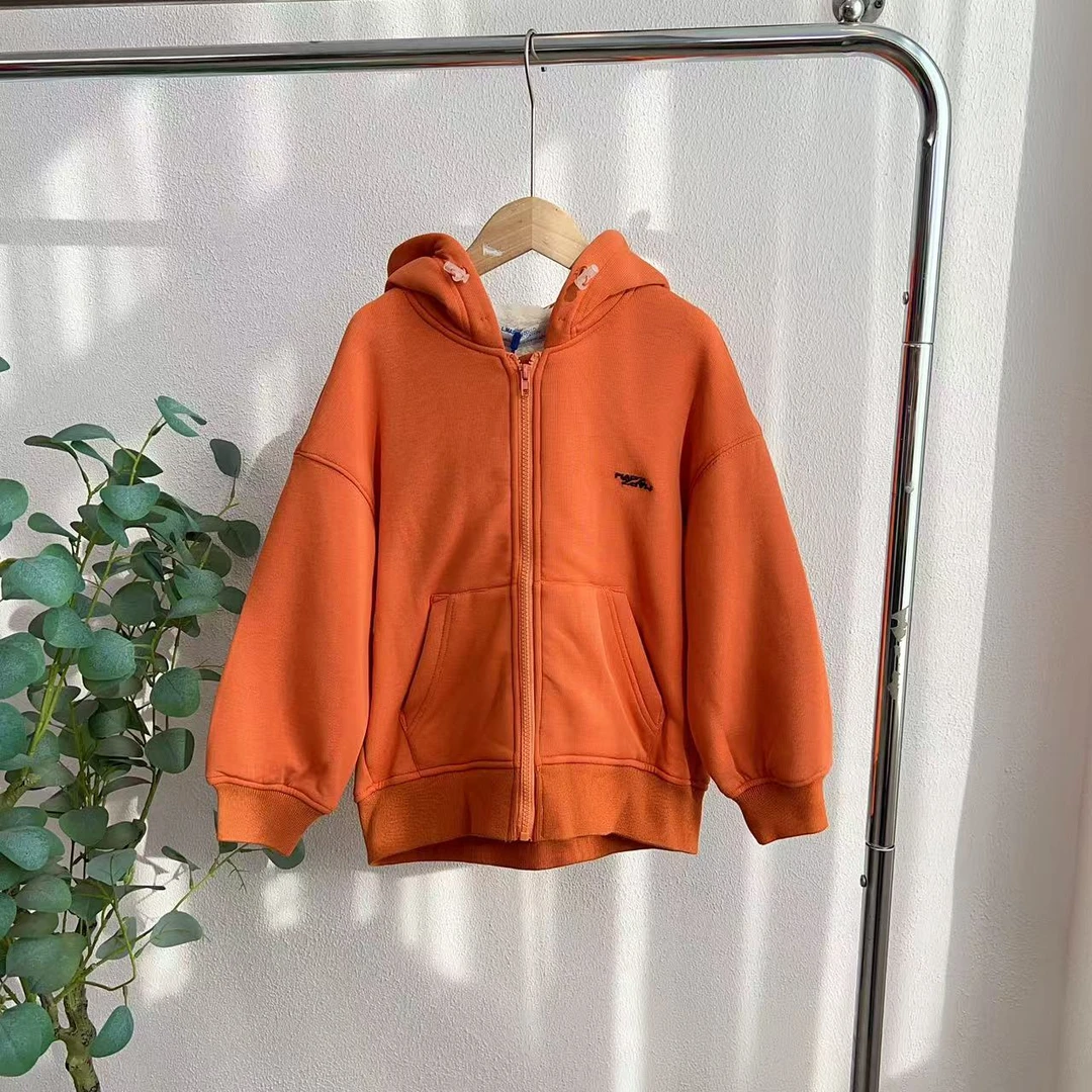 1715听橘色微瑕加绒卫衣