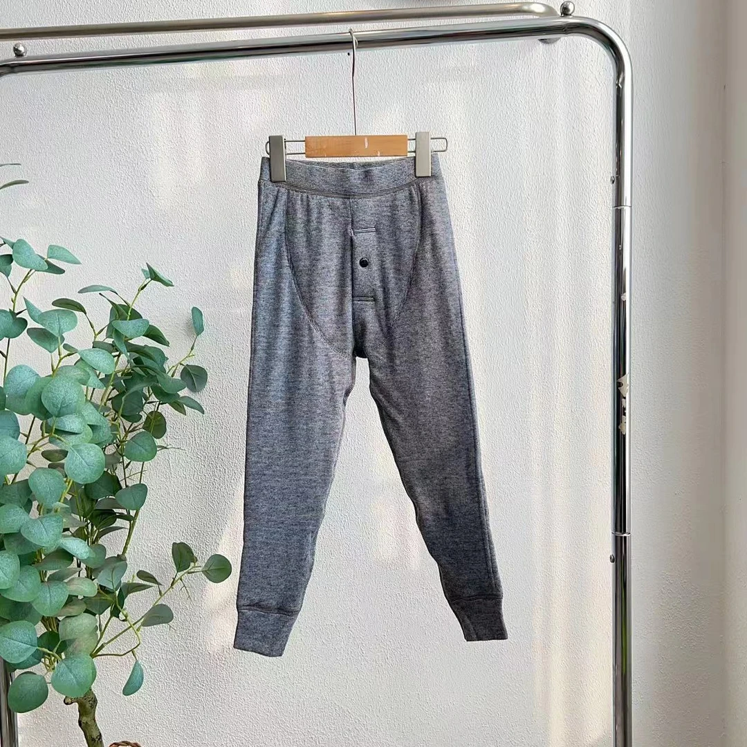 K963深灰炫彩色纱条纹保暖裤