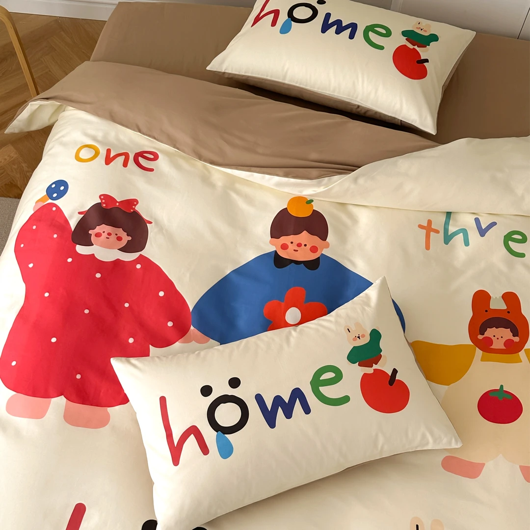 橘在 Family 100s陶瓷磨毛纯棉四件套大版印花儿童加厚床品四季款