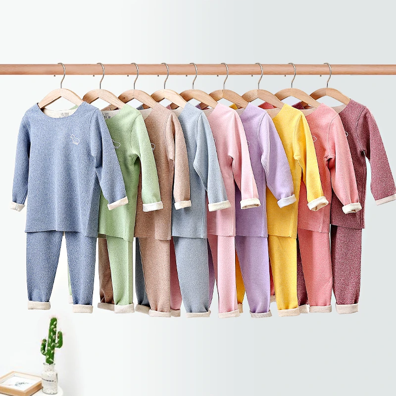 儿童绵羊毛桑蚕丝保暖内衣秋冬中大童透气吸汗速暖加绒加厚套装