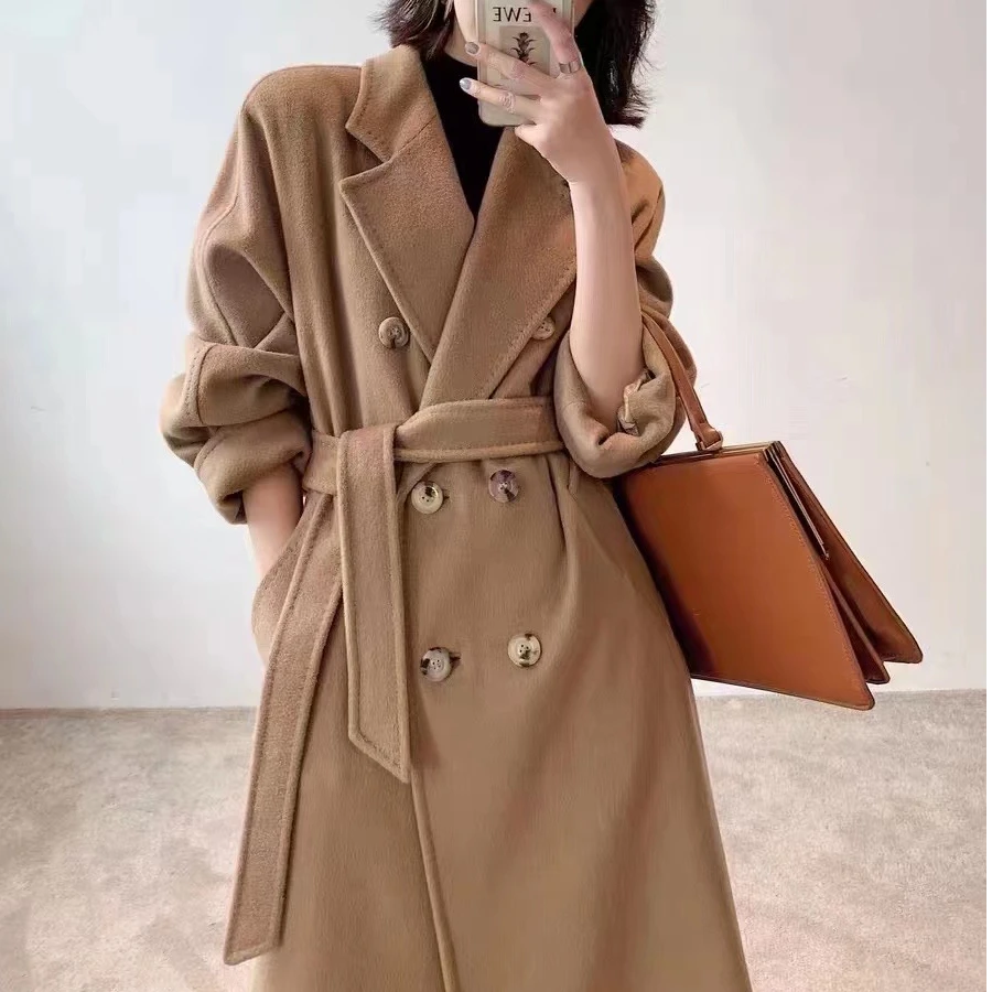 801羊绒大衣纯色2024新款羊毛外套中长款气质时尚设计师女士经典
