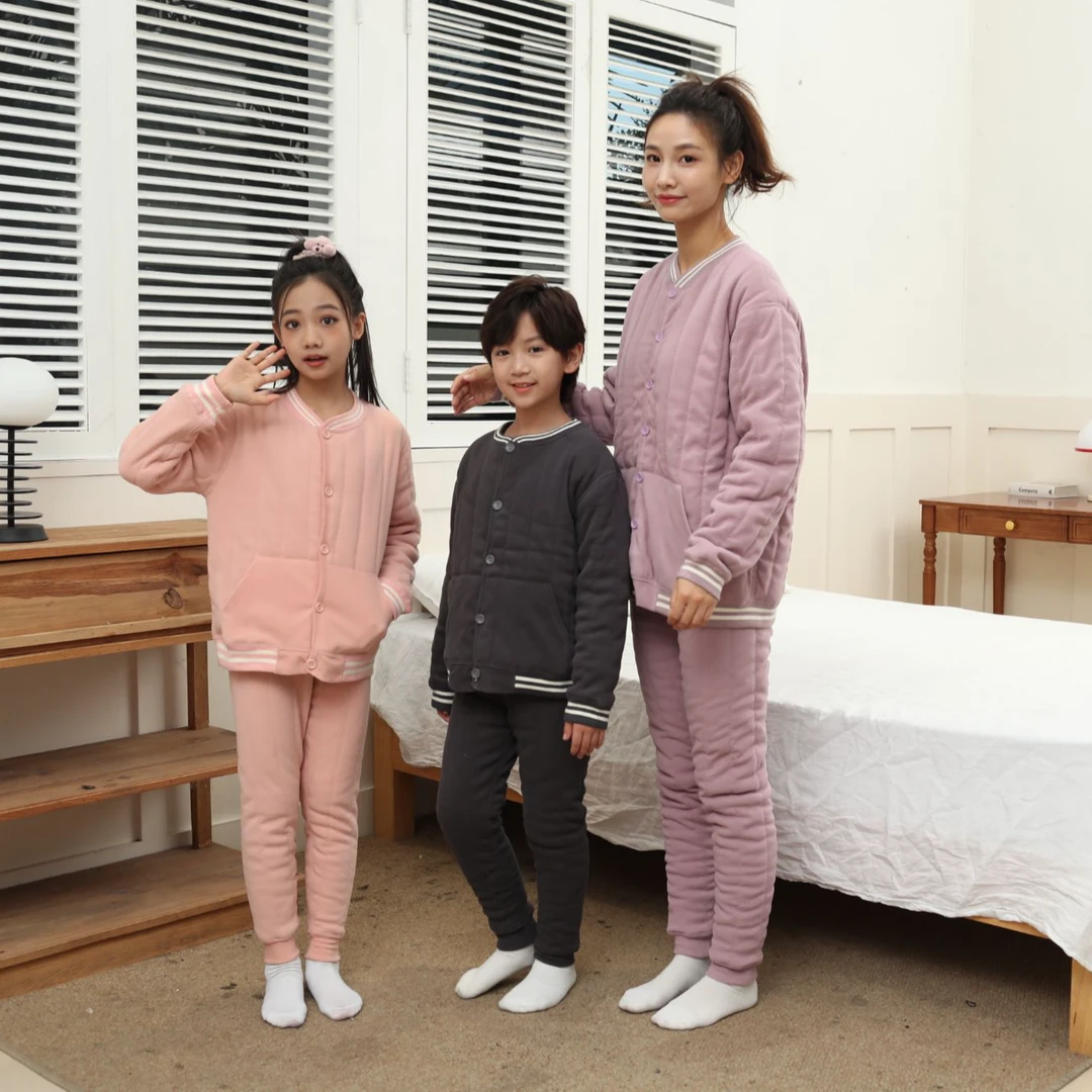【整层绵羊毛填充】校服神器儿童保暖套装男女童加厚绵羊毛家居服