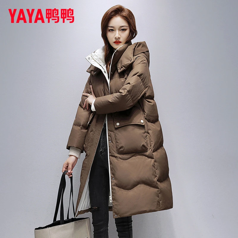 鸭鸭品牌中长款羽绒服女冬季新款2024爆款加厚保暖时尚简约外套