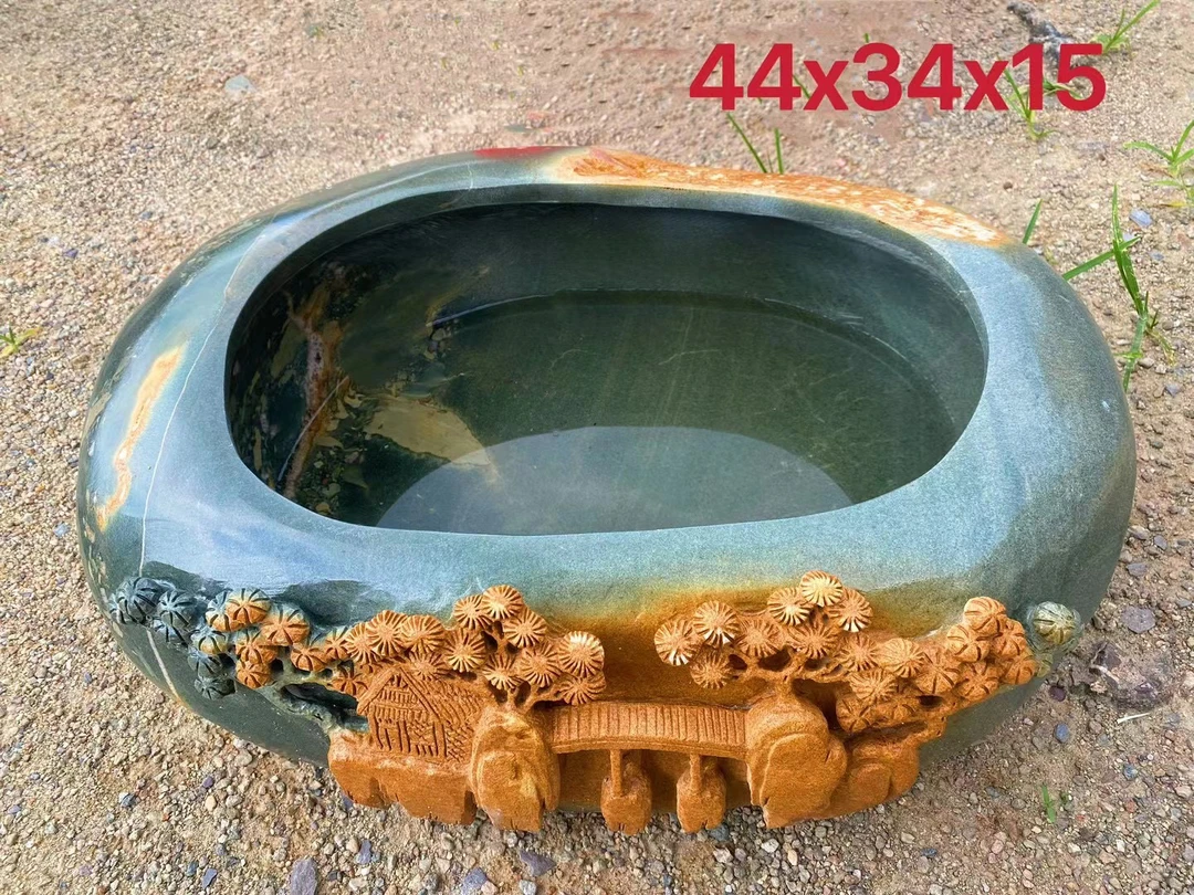 肇庆端砚复古茶盘天然绿端原石一体工夫茶台客厅茶桌摆件