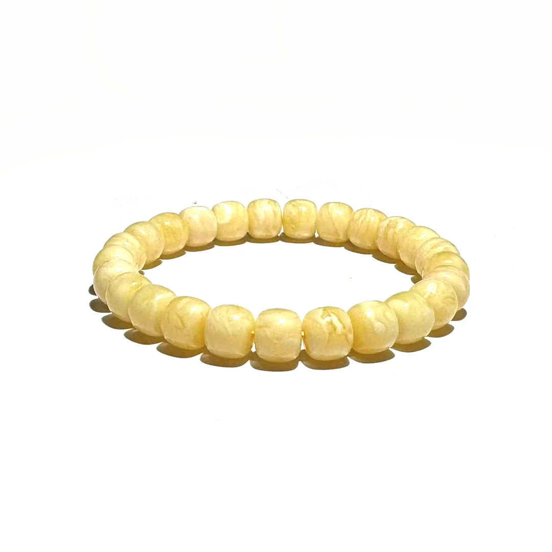 【S60】“J系列”蜜蜡“飞雪”老型直切可选9mm左右 百搭素圈蜜蜡手串