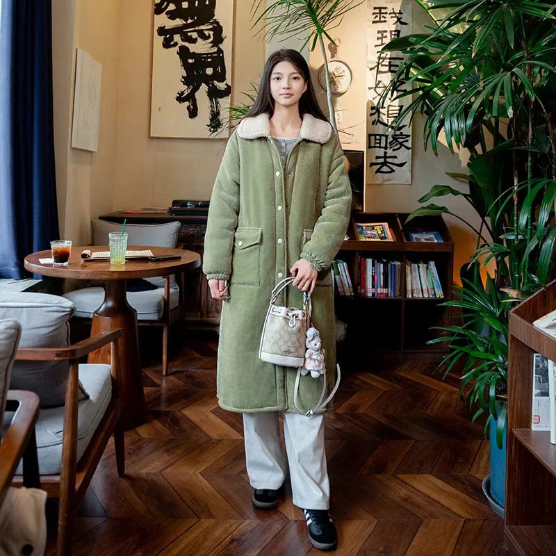 微瑕三层加厚夹棉瘦版大衣可外穿家居服女士加绒冬季外穿家居服