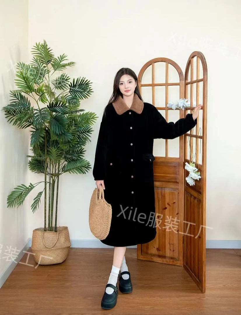 三层加厚加绒大衣可外穿家居服冬季时尚气质显瘦宽松外穿家居服