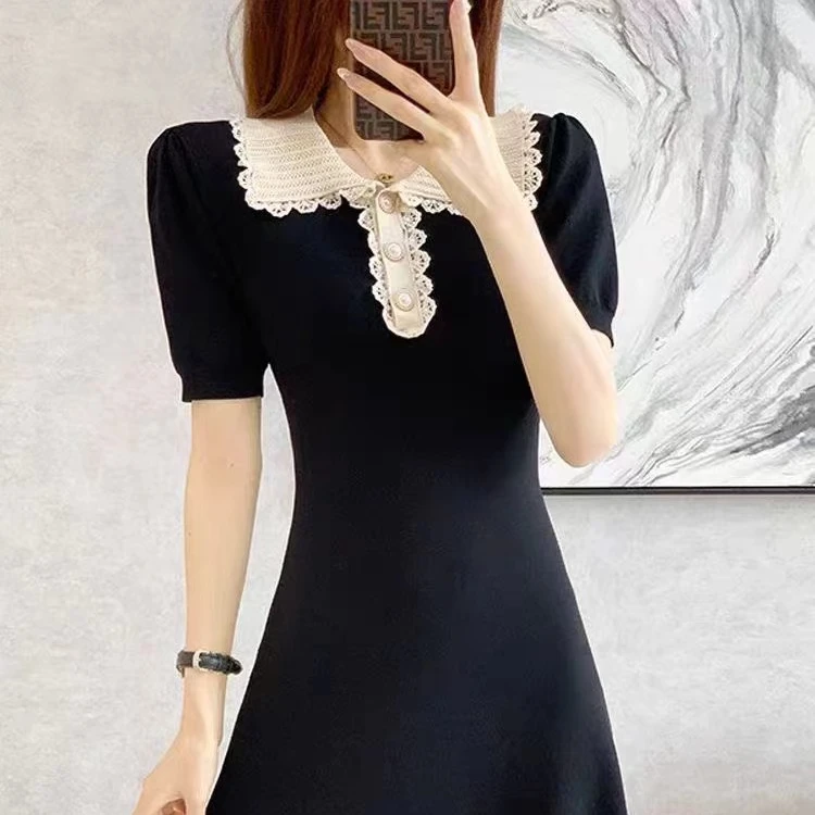 女装连衣裙气质时尚显瘦黑色夏季修身设计感小黑裙洋气