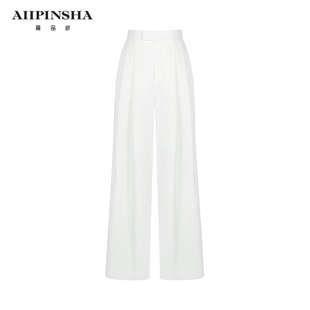 琴老板爱品纱【职场菁英】中腰西装裤气质白色轻奢阔腿E5FP039P4L