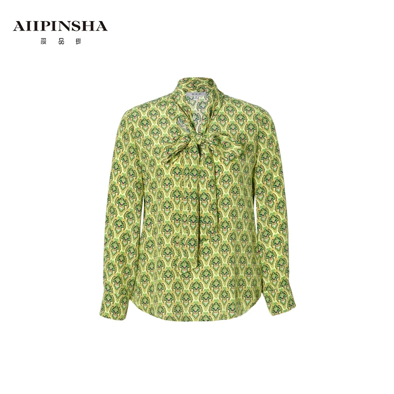 妍妍爱品纱衬衫上衣碎花衬衣长袖时尚印花提花E3SB057P2U
