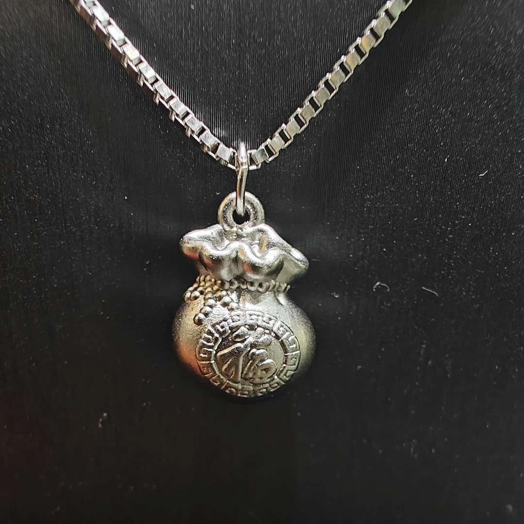 吊坠足银 足银999磨砂福袋吊坠