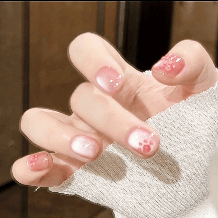 【猫爪奶冻】可爱猫眼显白少女日常百搭短款 纯手工贴片穿戴甲送盒