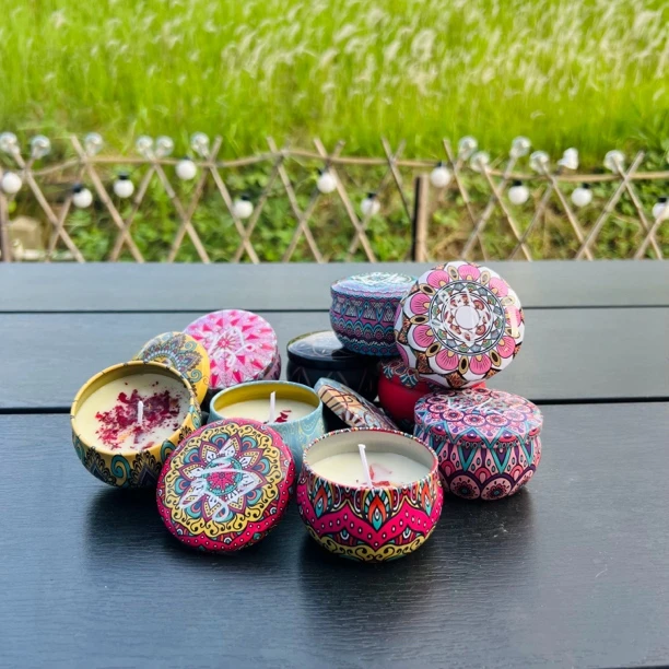 丁火花瓣香薰蜡烛 复古家用手工（颜色随机）