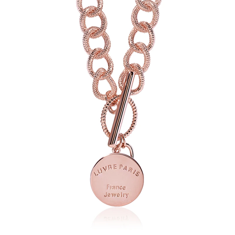卢浮尔 合金项链 LUVREPARIS极简圆坠项链百搭轻奢配饰饰品锁骨链