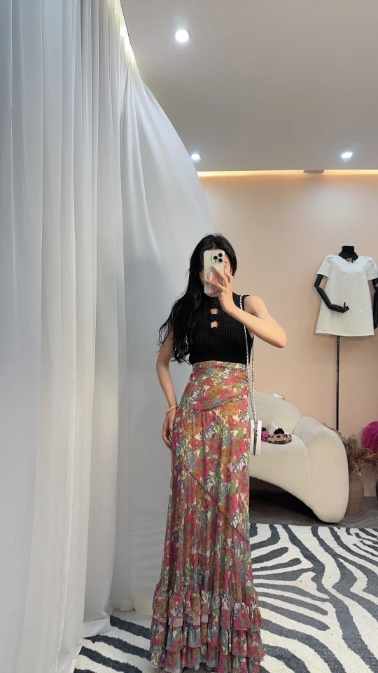 大气元（私服新品）复古碎花鱼尾半身裙