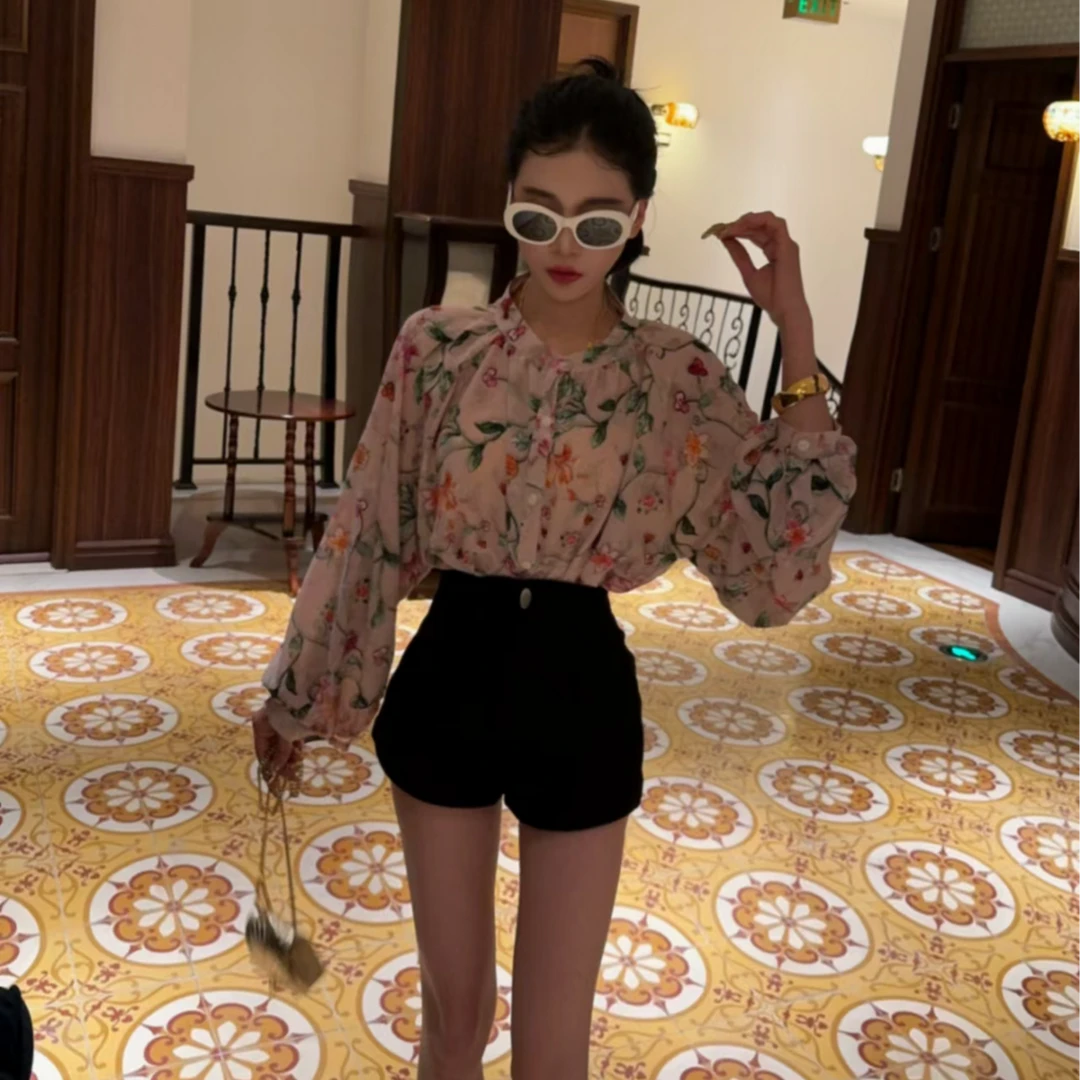 大气元（夏季新品）洋气碎花防晒衬衫