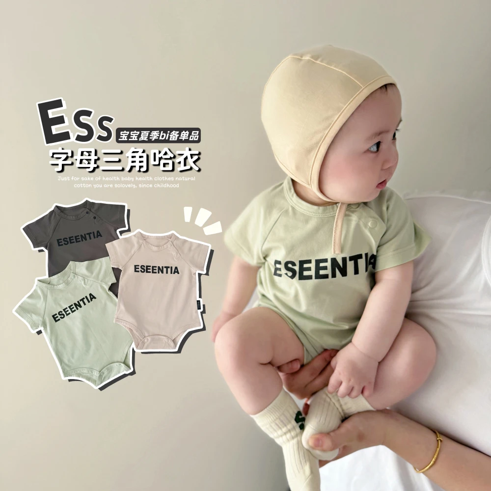 婴儿连体衣夏季薄款ins风三角爬服宝宝哈衣冰瓷棉新生儿衣服
