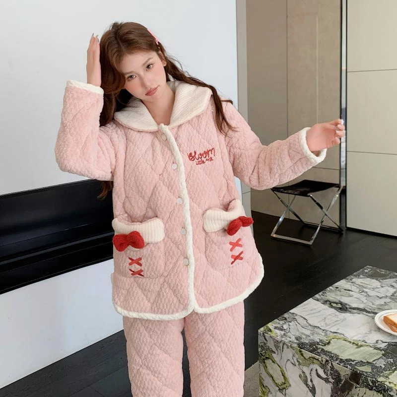 【三层夹棉】厚款保暖月子服大码冬季产后哺乳睡衣孕妇哺乳加厚