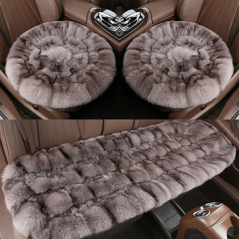 狐狸毛汽车坐垫冬季短毛绒座垫皮毛一体棉垫羊毛羊剪绒车垫子