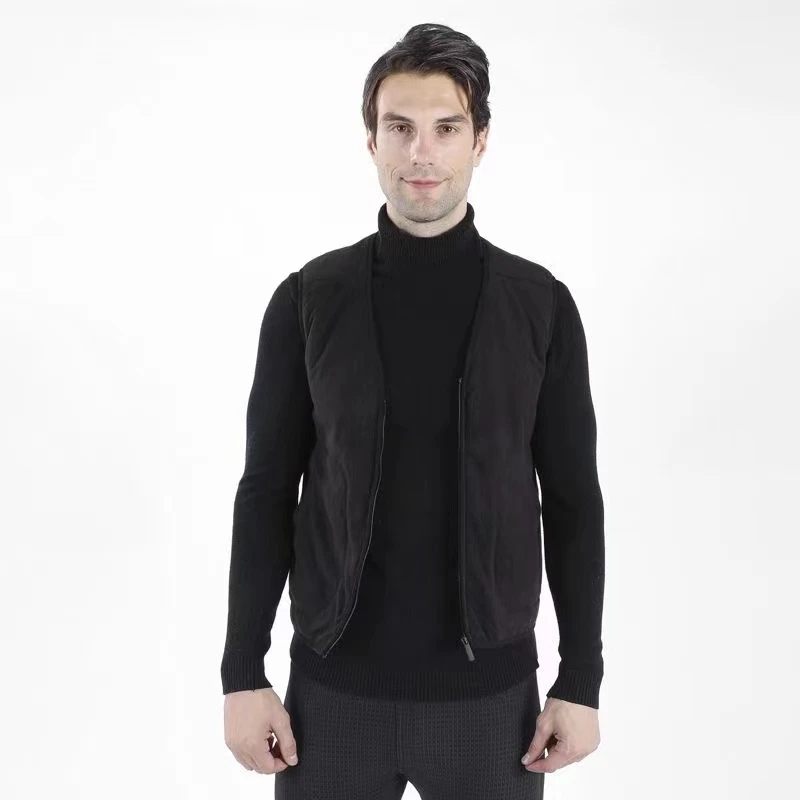 中老年男士马甲冬季黑色保暖防寒羊毛马甲修身简约时尚透气