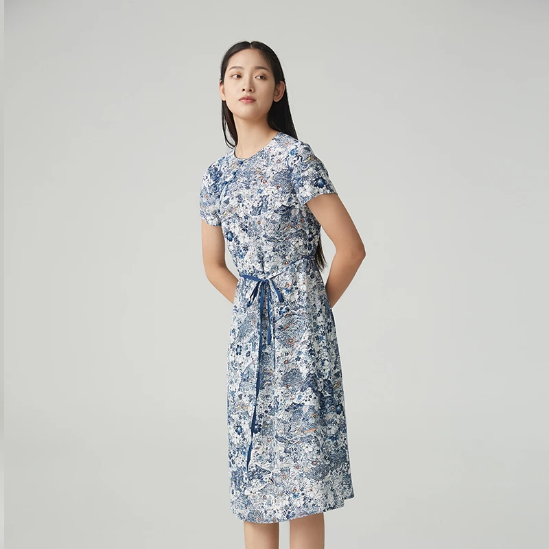 《琉璃》补丁生活蓝古典花连衣裙FL3101/212