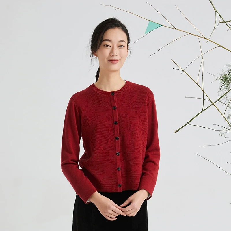 《扶摇》盛世红羊毛混纺开衫FSM611/251