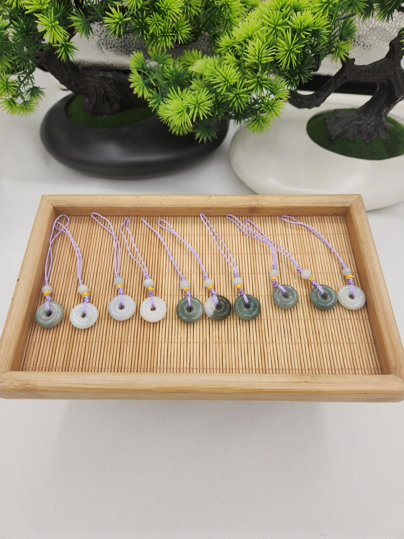 天然翡翠A货平安扣挂件翡翠玉精美平安扣手机挂包挂（多样性发货）