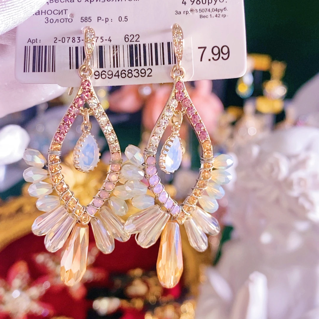 铜合金合成锆石耳饰 【梵花系列】海外设计师手工耳环855气质时尚