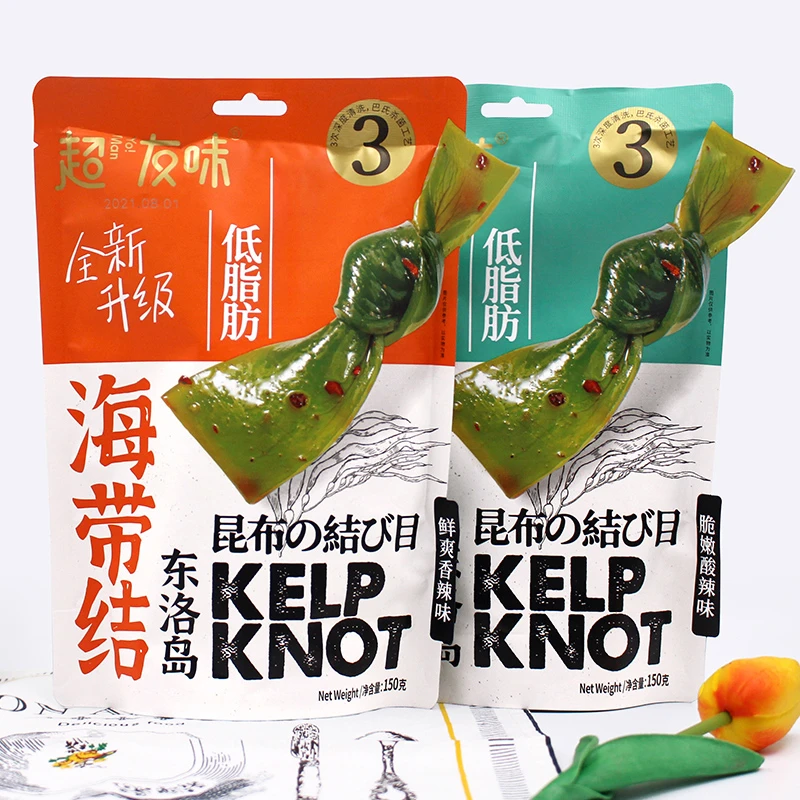超友味/海带结150g即食零食/海草昆布休闲海味零嘴酸辣下酒菜香辣
