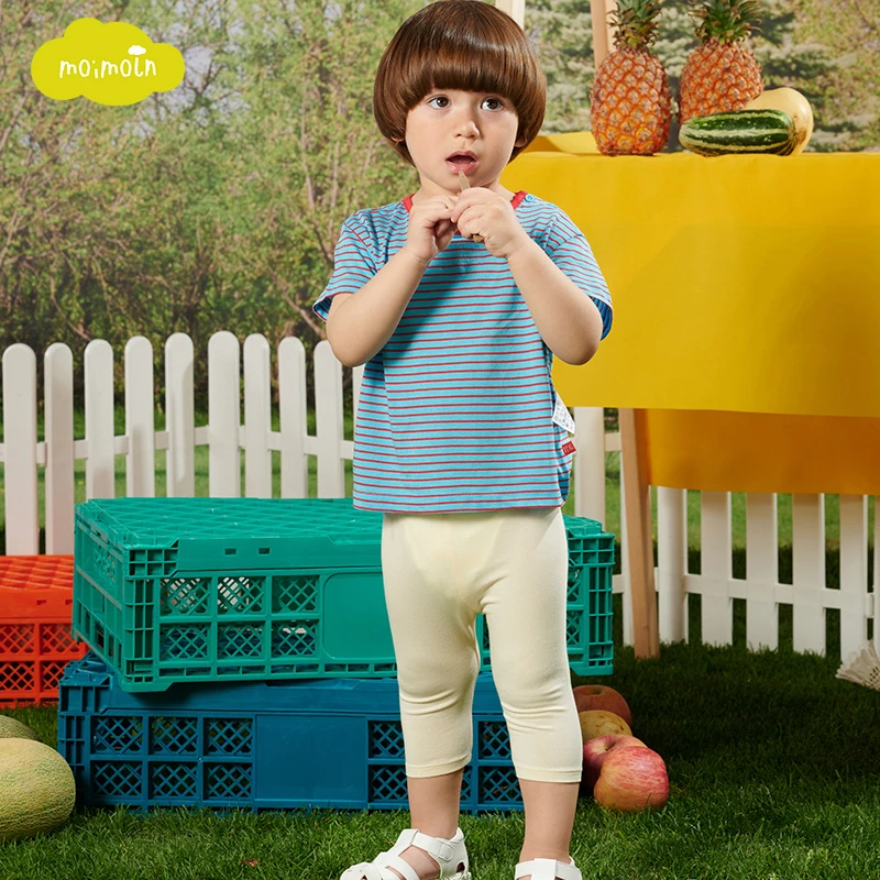 moimoln小云朵童装 夏季男童女童薄款时尚透气小童棉料舒适打底裤