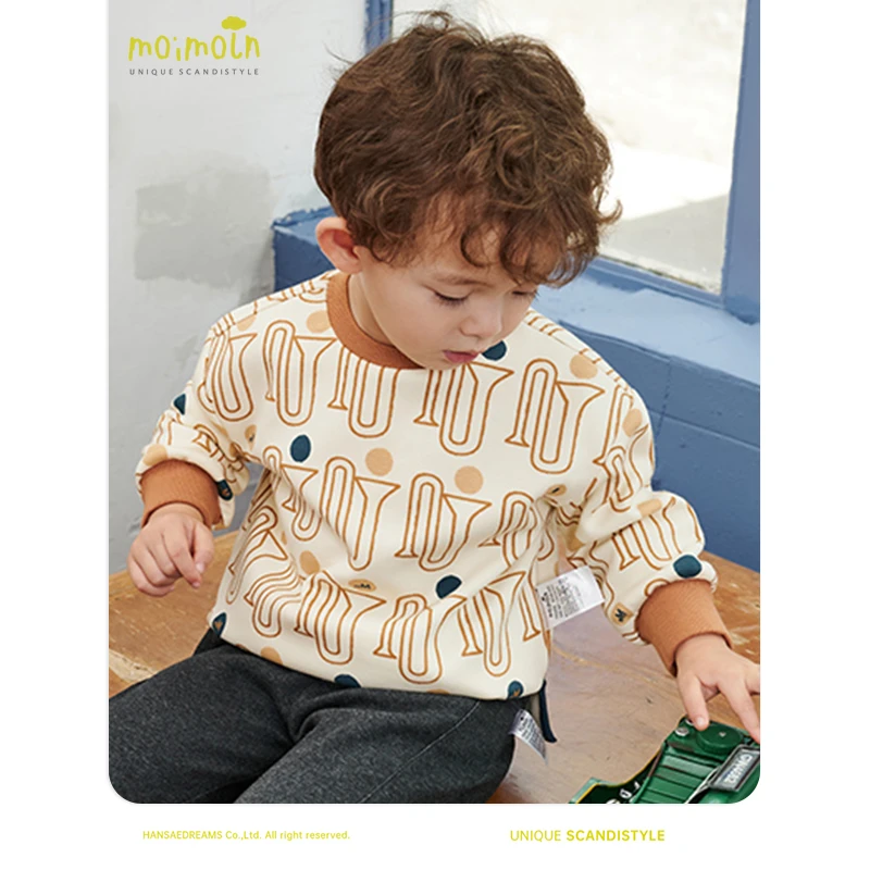 moimoln小云朵童装 秋冬男童女童休闲上衣儿童时尚韩版风长袖卫衣