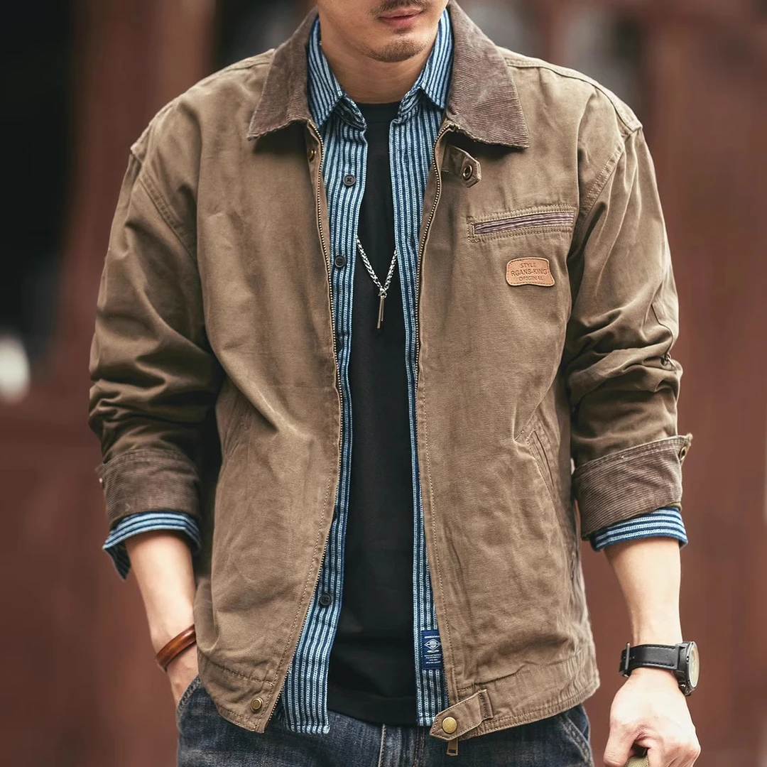 美式复古重磅工装夹克男士潮流春秋季纯棉百搭户外猎装痞帅外套男