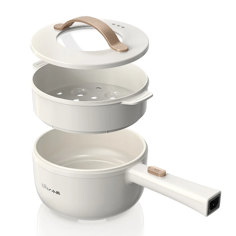 小熊电热锅小型电煮锅分体式多功能电炒锅1.6L配蒸笼E15F2电火锅