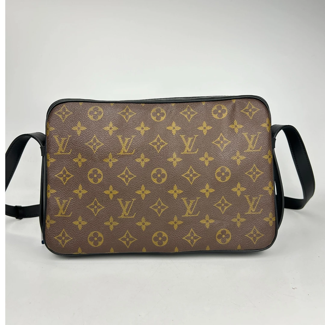 95新 LouisVuitton/路易威登 LV中古老花黑皮相机包斜挎包