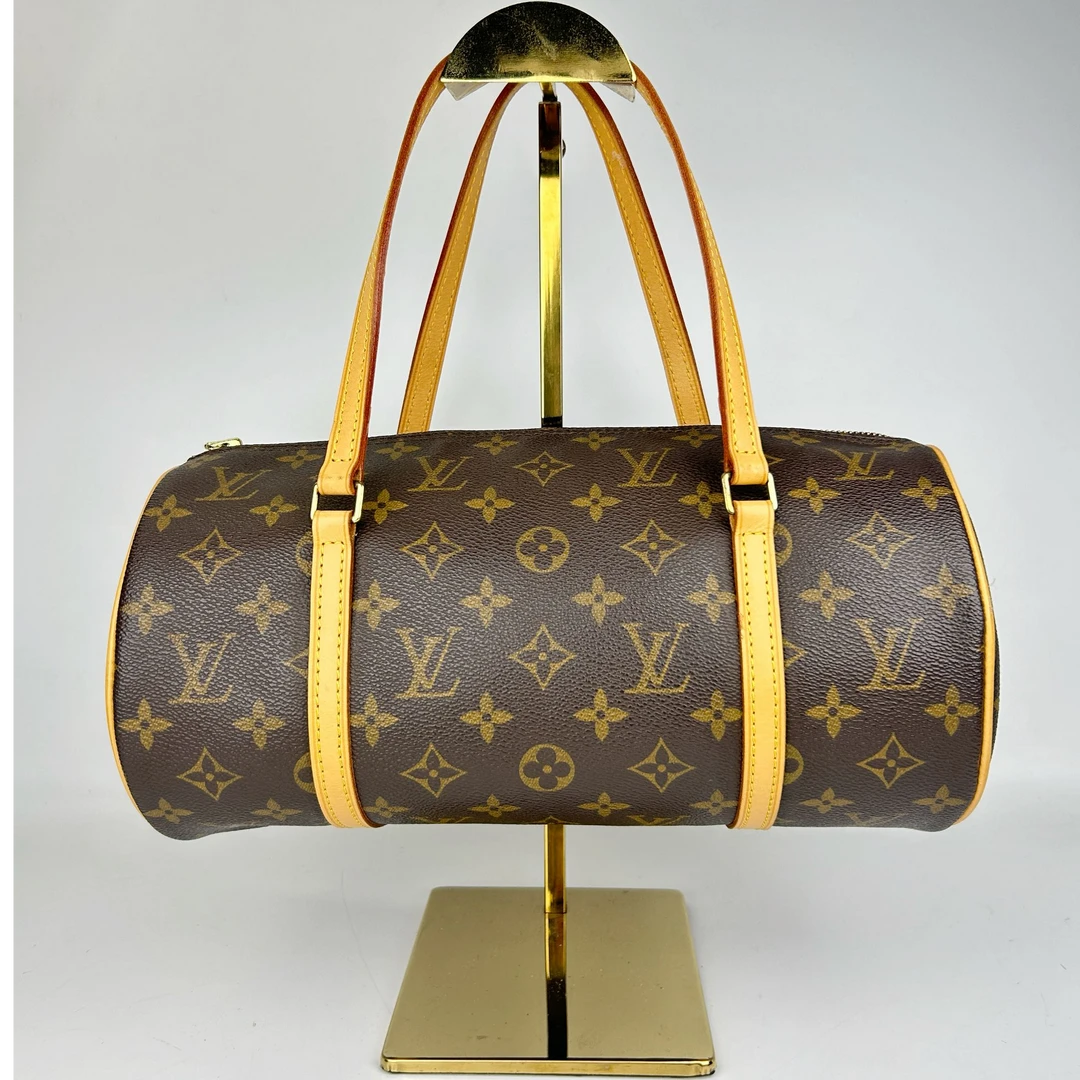 95新 LouisVuitton/路易威登 中古老花黄皮巴比伦30手提包单肩包