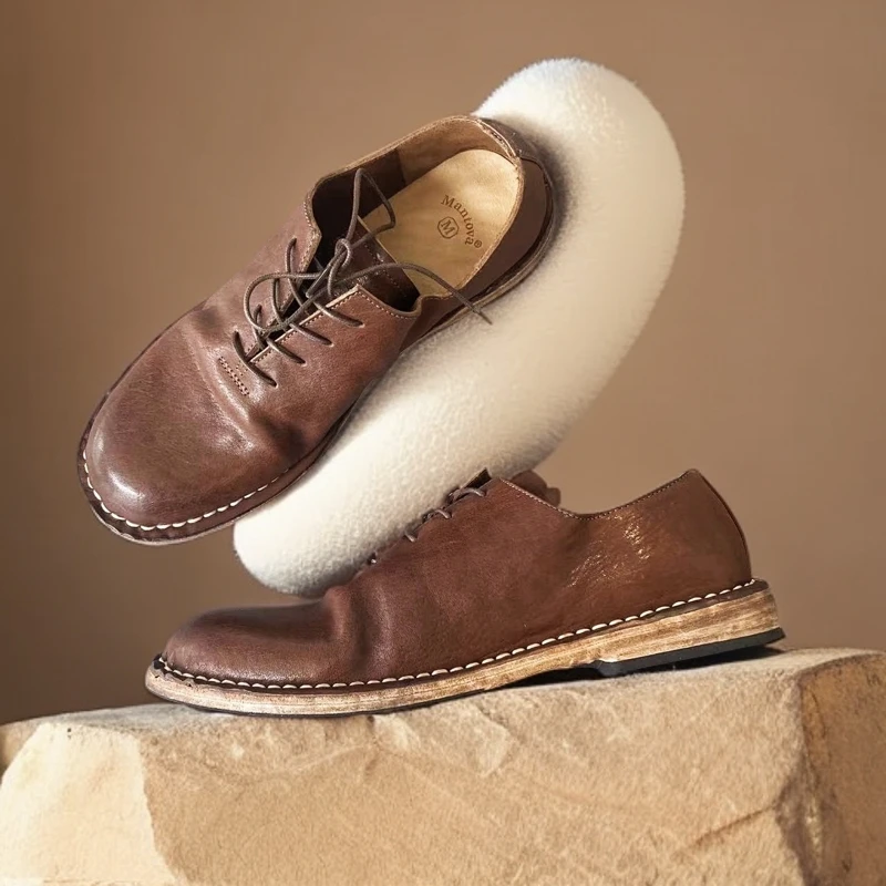 mantova曼托瓦手工制作擦色水洗皮马皮皮底欧美复古个性女单鞋